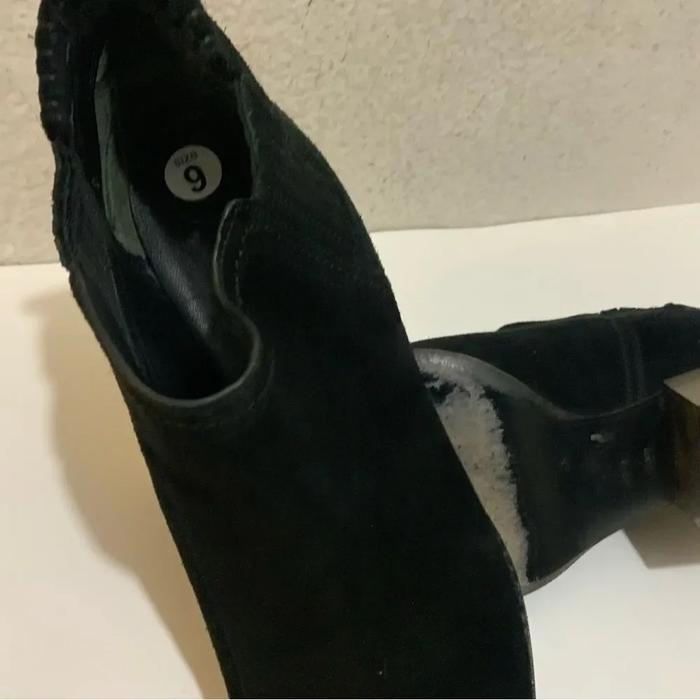 Alexander Wang Gabi Cut Out Boot 39.5 Black Suede Silver Metal Heel